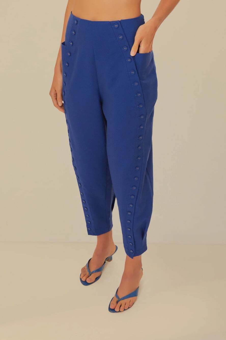 NWOT Farm Rio Navy Blue High Waisted Pants Size M W30 Women's - Picture 5 of 13